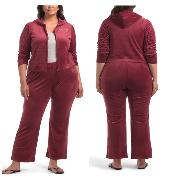 🔹️Juicy Couture🔹️plus Size Women's Wine Classic Velour Jogger Set - Picture 1 of 3